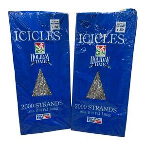 Holiday Time Icicles Vintage 2000 Strands 18" Christmas Tinsel Garland USA Made